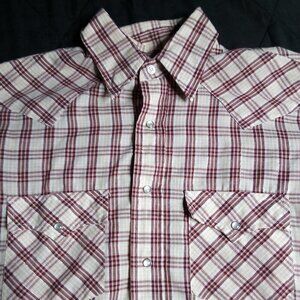 Vintage Silver Spur Plaid Gold Thread Pearl Snap Western Shirt